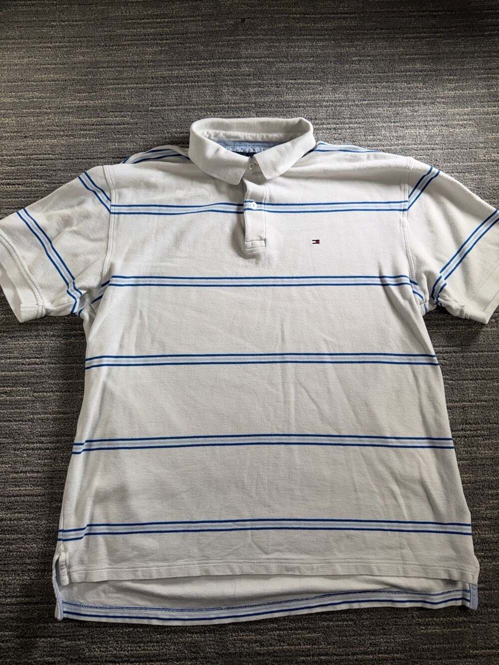 Tommy Hilfiger Striped Piqué Polo Shirt White Blue XXL